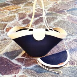 Letnia torba z Saszetką w zestawie - Kolor Ecru i Granat