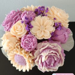 Bukiecik urodzinowy ze świeczek - Kolor Fioletowo-Kremowy