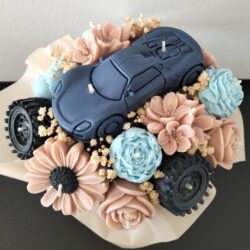 Candle flower box - Bukiet ze świec dla Faceta - Wzór AUTO