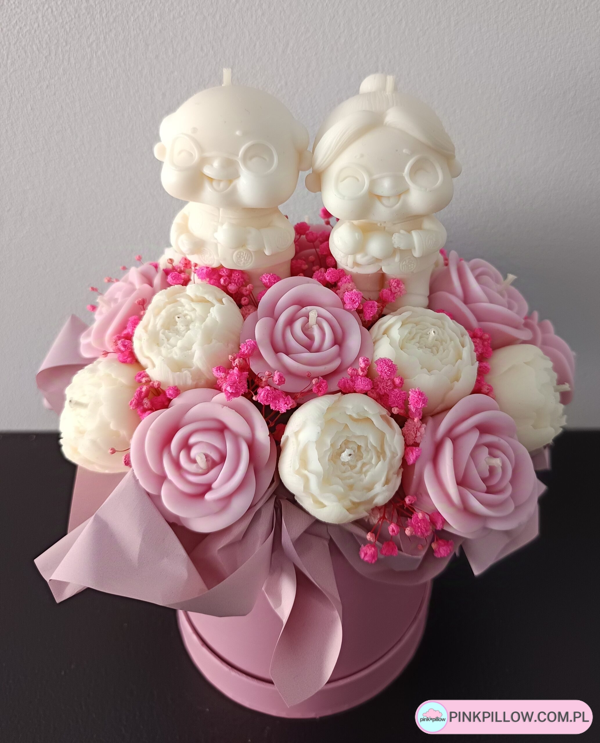 Kwiaty na Dzień Babci i Dziadka Bukiet - Biało-Różowy