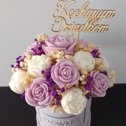 Candle flower box Dzień Babci i Dziadka Okrągły biało-fioletowy - Różne Kolory