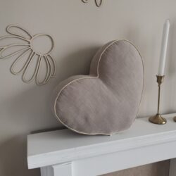 Lniana Poduszka Serce - Kolor Beżowo-Złoty