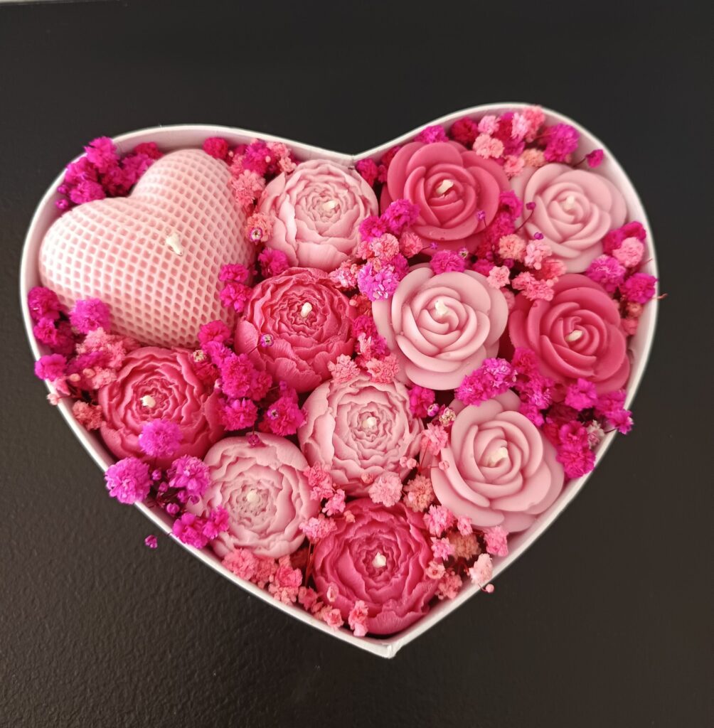 Candle Flower box Serce - Idealny na Walentynki