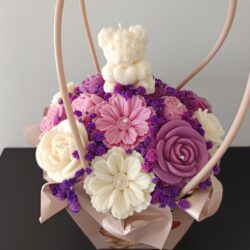 Bukiet w Torebce ze świec - Kolor Fioletowo-Różowo-Biały