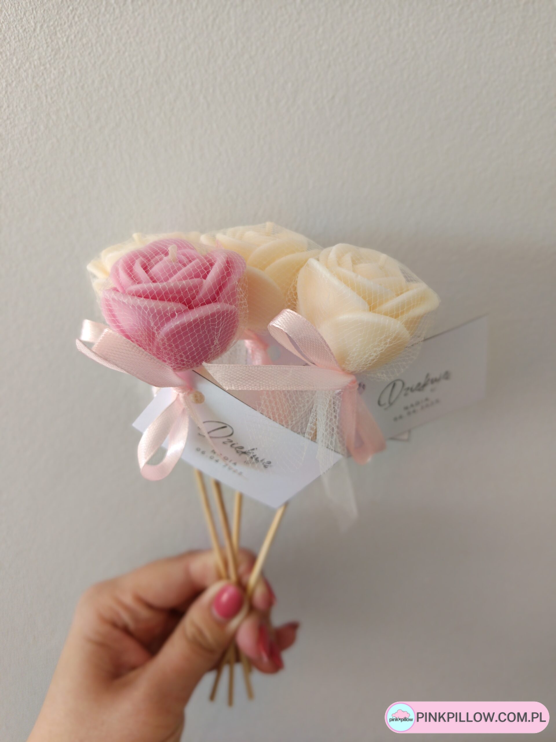 Świeczka Podziękowanie dla gości - Mała Róża - Różne Kolory i Zapachy