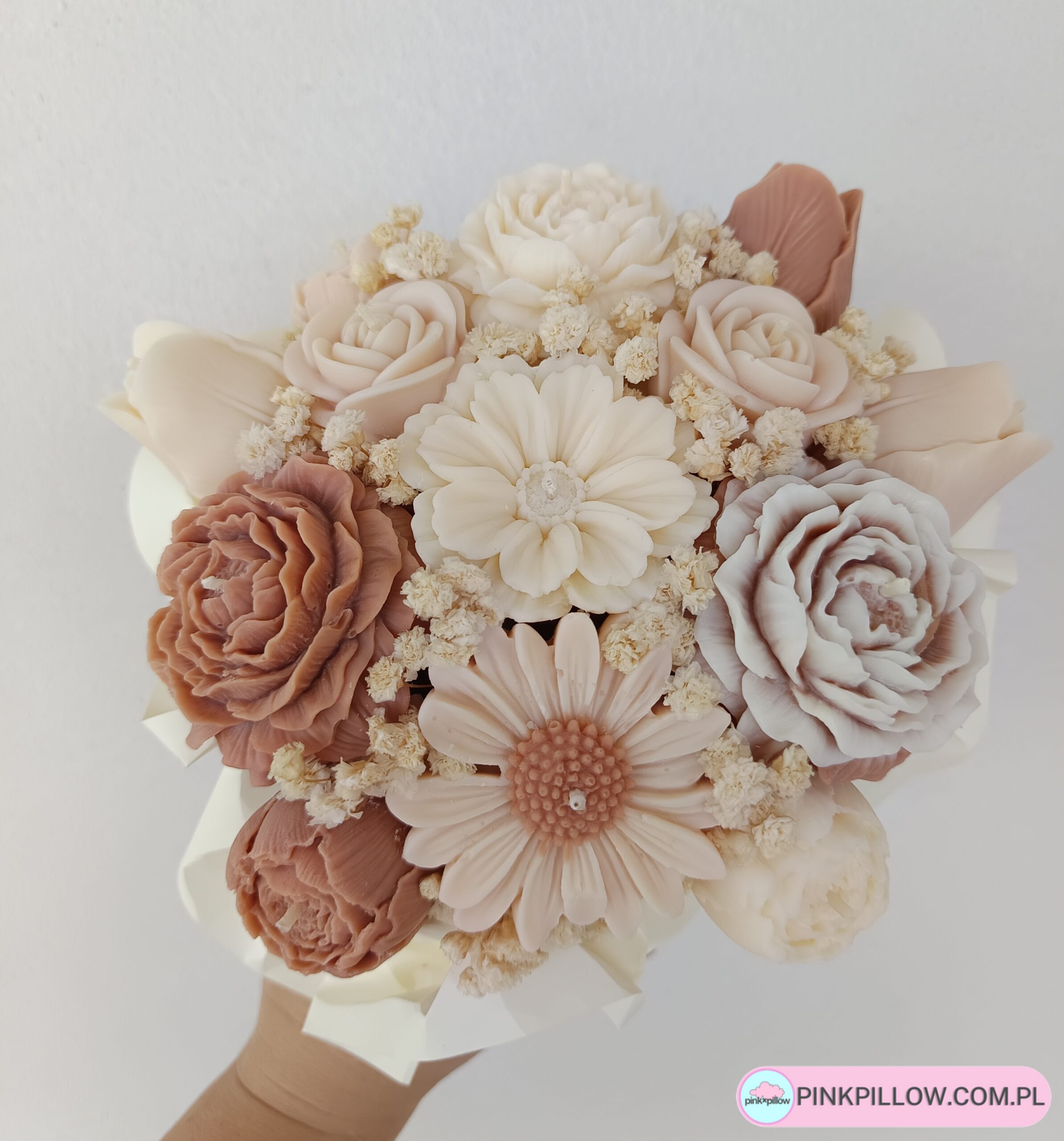 Bukiecik ze świec sojowych w odcieniach Beżu - Wzór 2