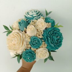 Flower Box ze świeczek w odcieniach Butelkowej zieleni