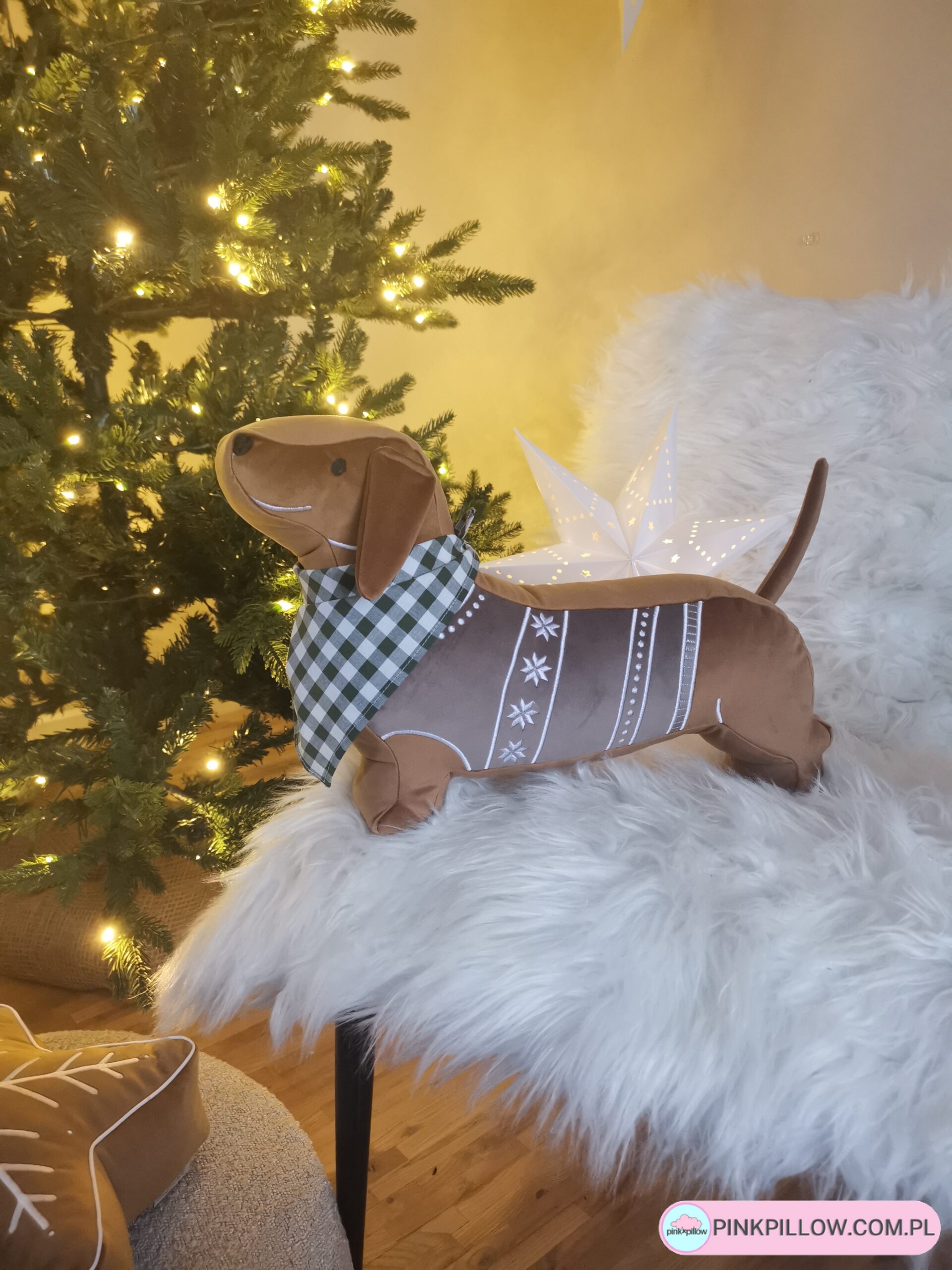 Świąteczna Poduszka Jamnik Piernikowy - Różne Kolory - obrazek 10