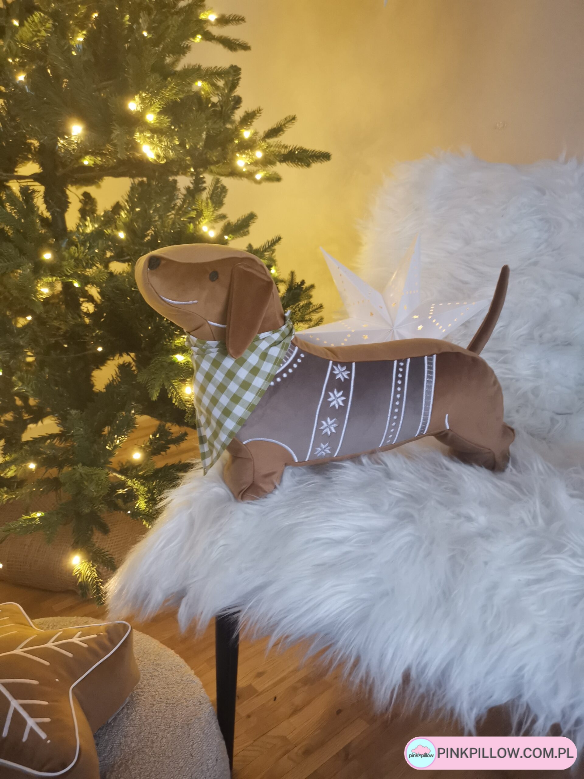 Świąteczna Poduszka Jamnik Piernikowy - Różne Kolory - obrazek 9