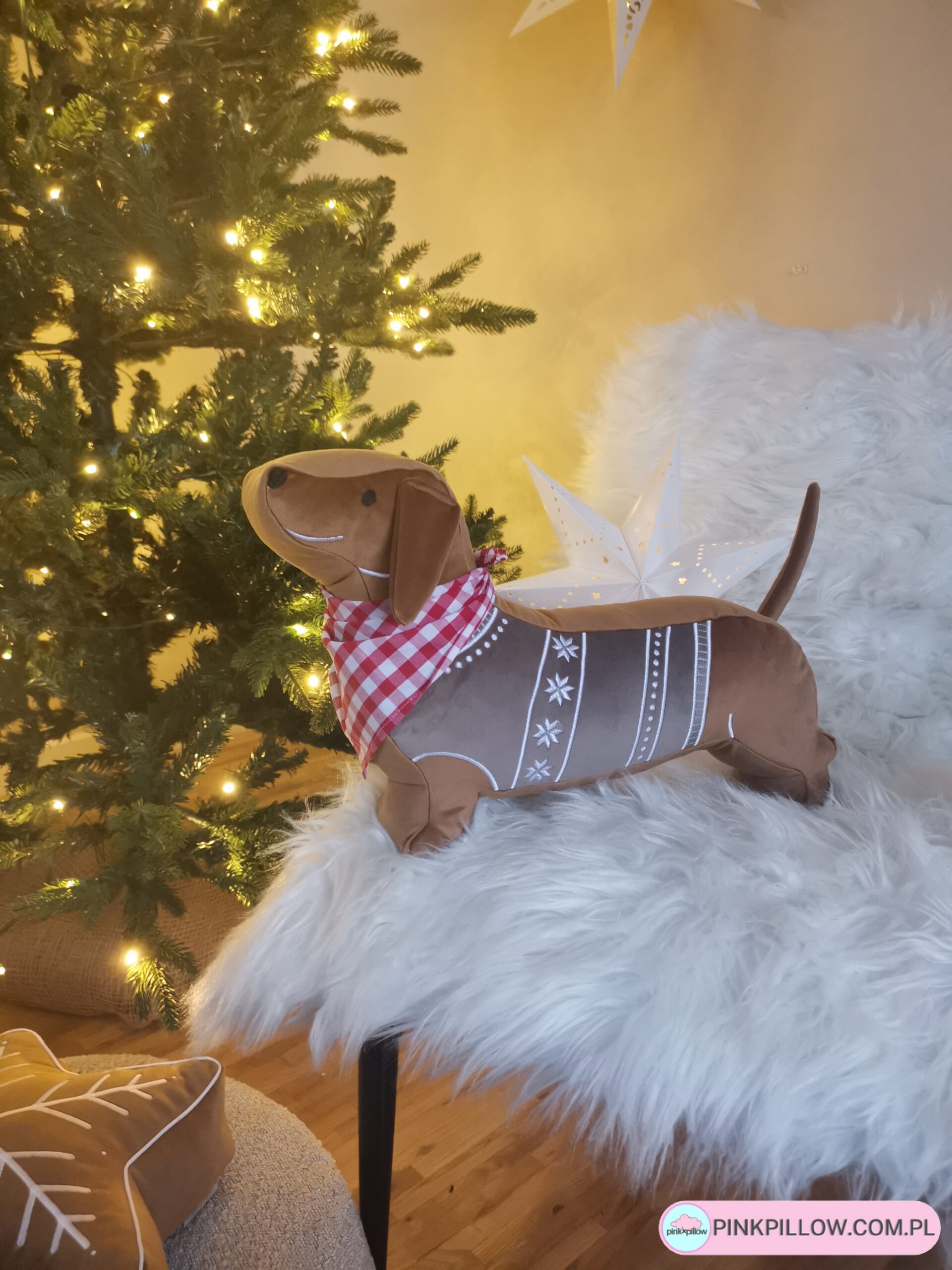 Świąteczna Poduszka Jamnik Piernikowy - Różne Kolory - obrazek 8