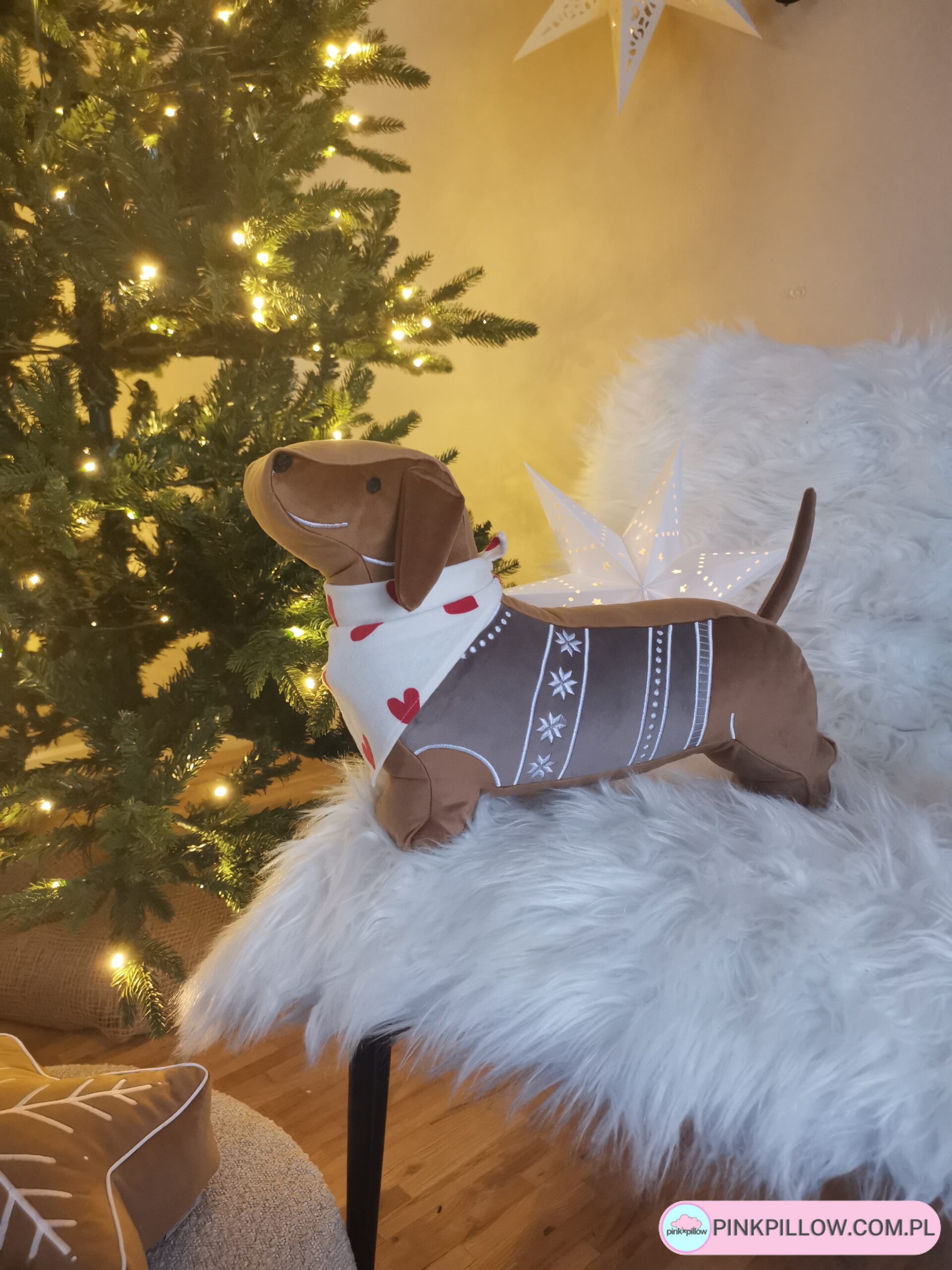 Świąteczna Poduszka Jamnik Piernikowy - Różne Kolory - obrazek 7