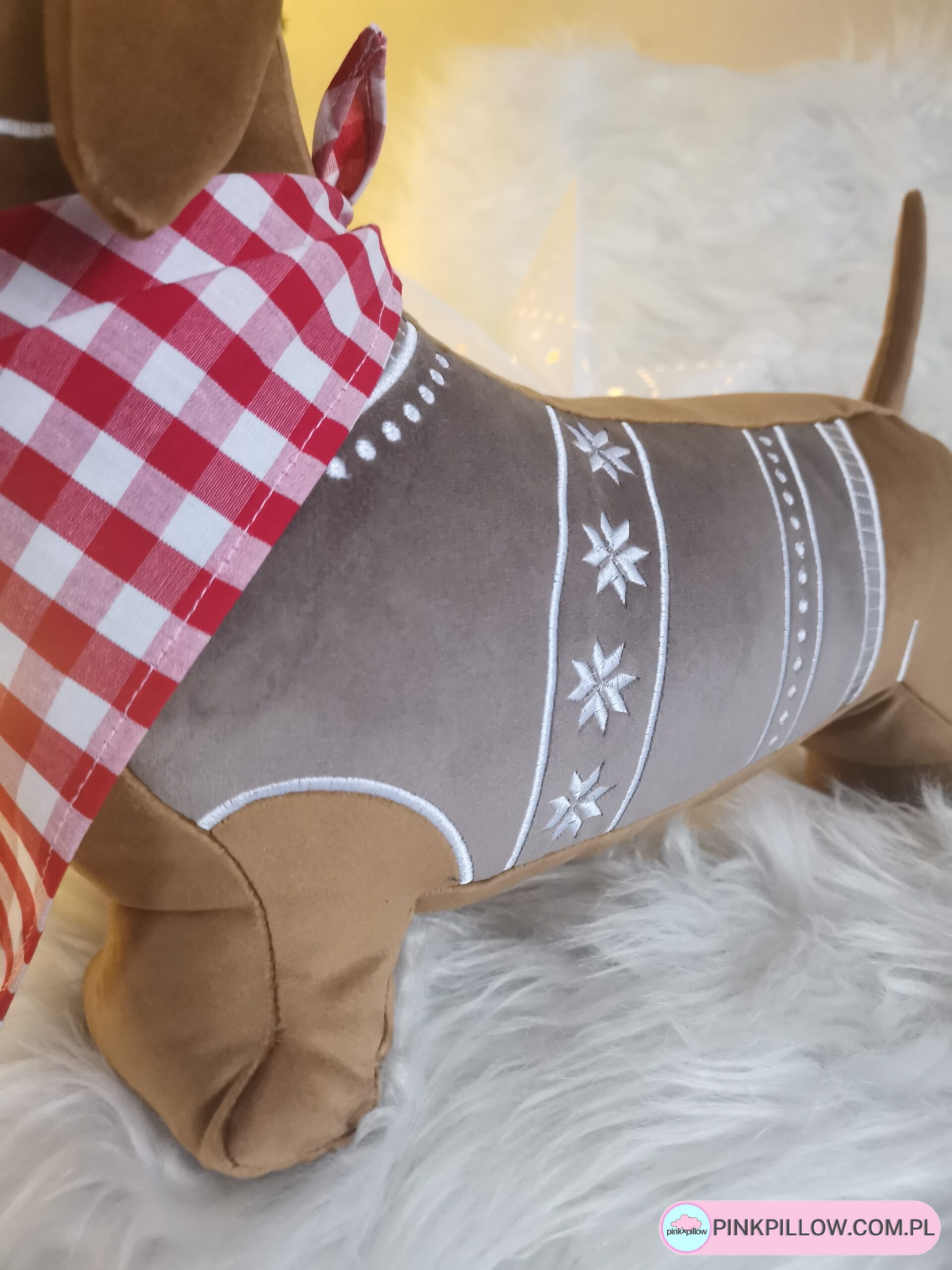 Świąteczna Poduszka Jamnik Piernikowy - Różne Kolory - obrazek 5