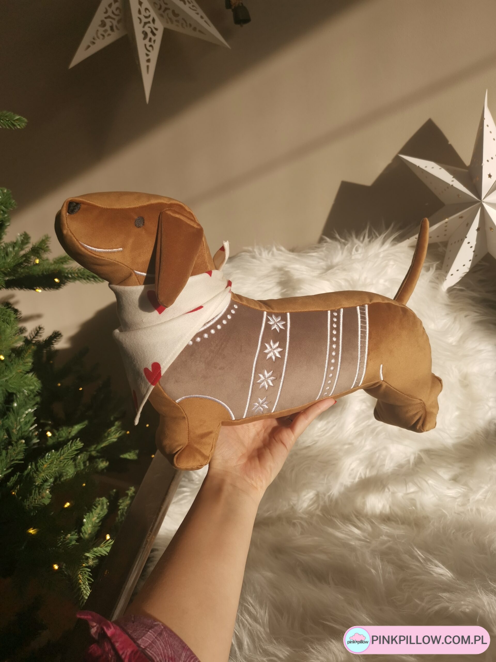 Świąteczna Poduszka Jamnik Piernikowy - Różne Kolory