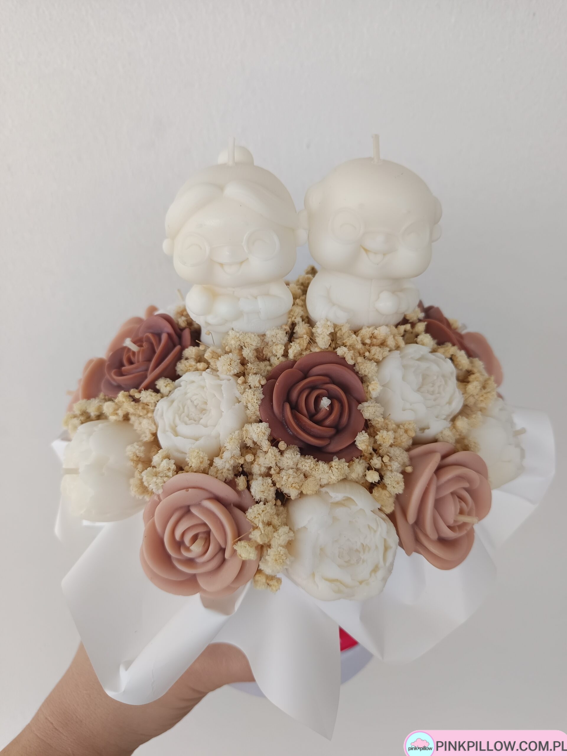 Flower Box na Dzień Babci i Dziadka - Biało-Brązowy - obrazek 2