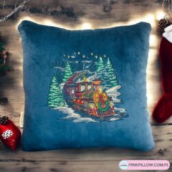 Haftowana Poduszka Pociąg Zimowy