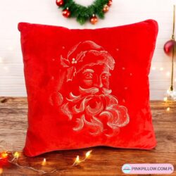 Haftowana Czerwona Poduszka Mikołaj