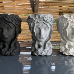 Betonowa Doniczka Twarz - Różne Kolory