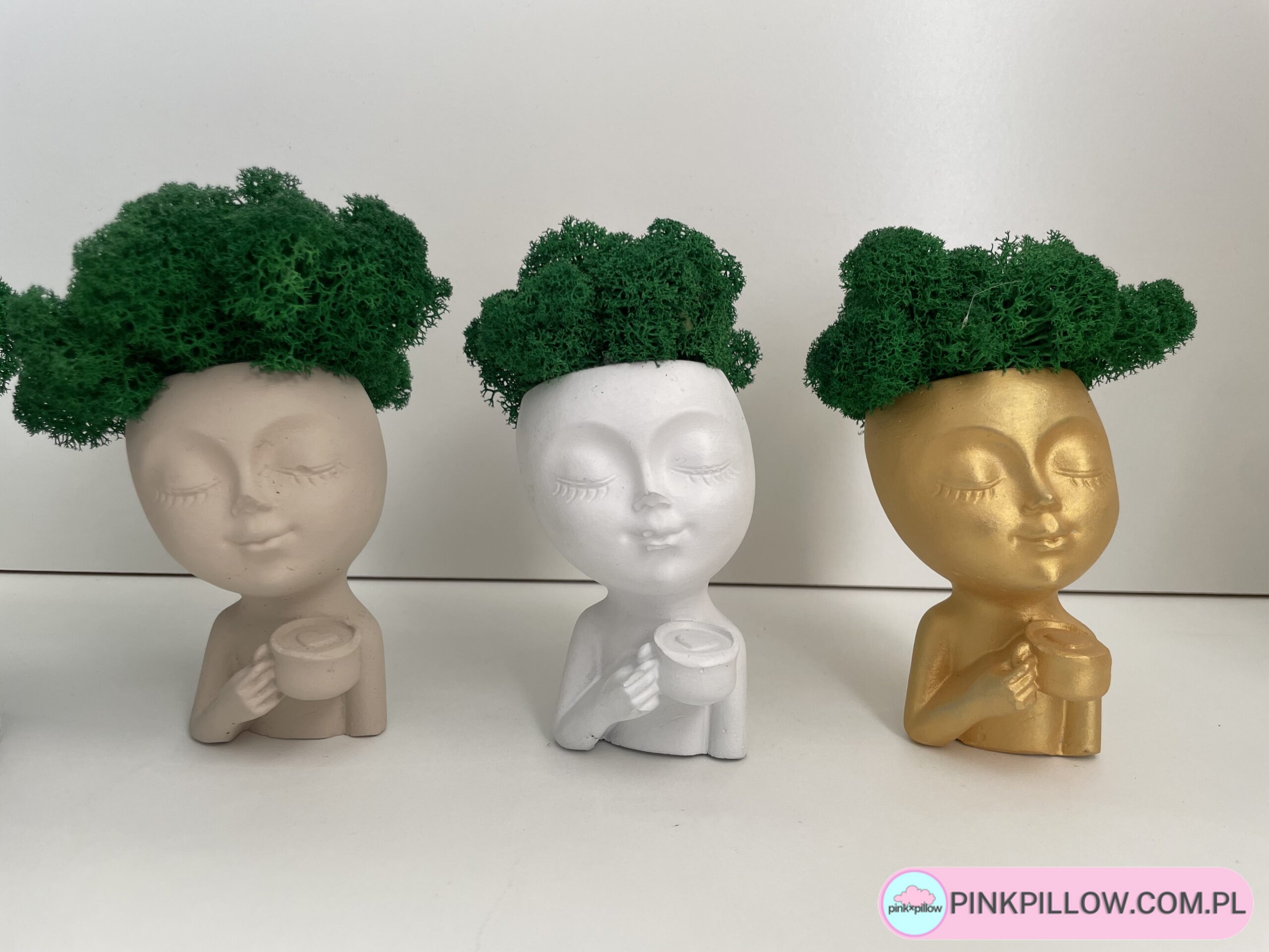 Doniczka Głowa z Chrobotkiem - Różne Kolory - obrazek 2