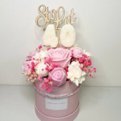 Candle flower box Różowy Urodzinowy