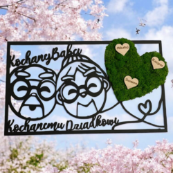 Obraz z Mchu dla Babci i Dziadka z imionami wnuków - Personalizowany