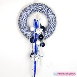 Wianek Świąteczny na ścianę - Kolor Biało-Niebieski