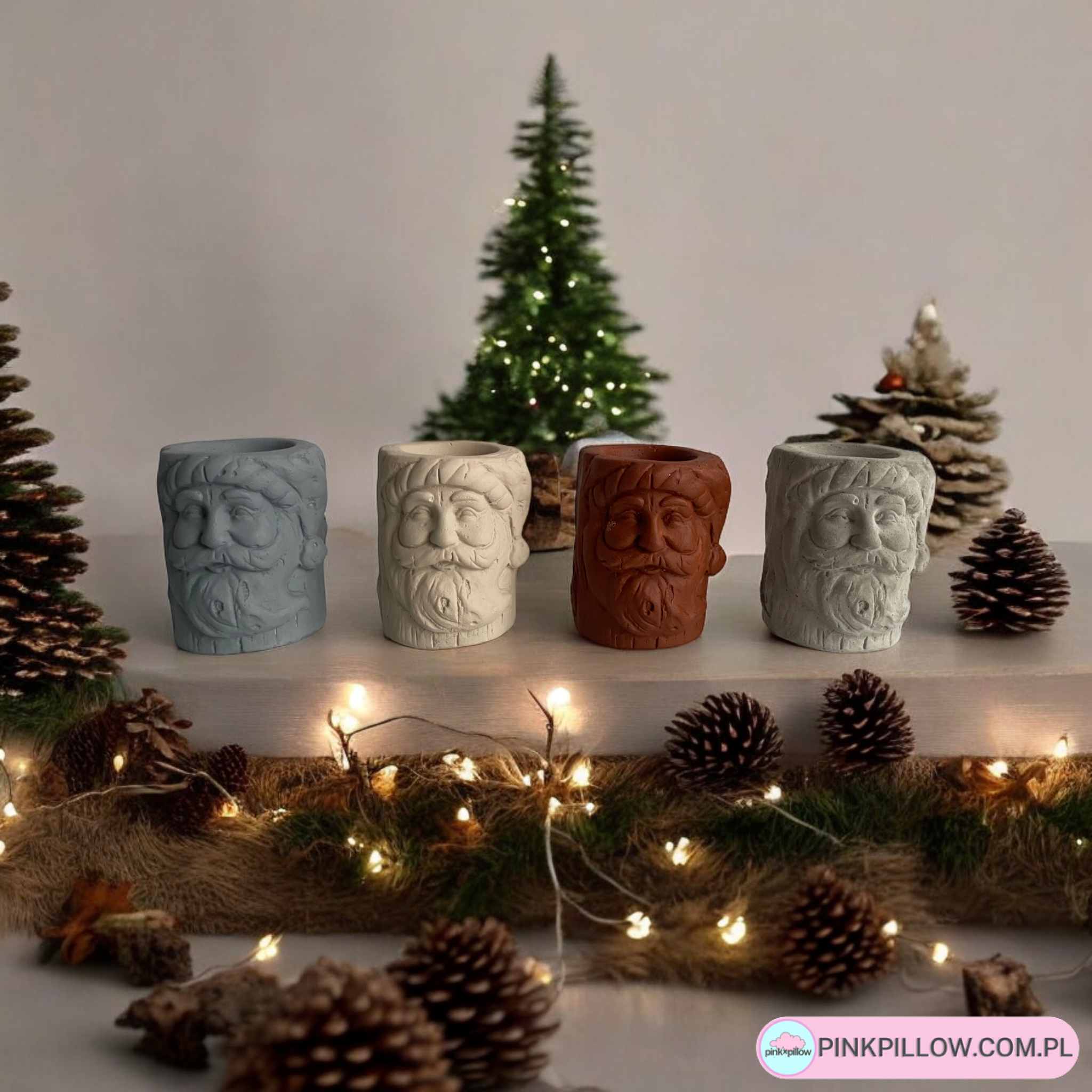 Świecznik betonowy Mikołaj na tealighty