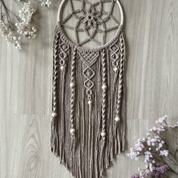 Łapacz snów Makrama na kole w stylu Boho - Kolor Brązowy