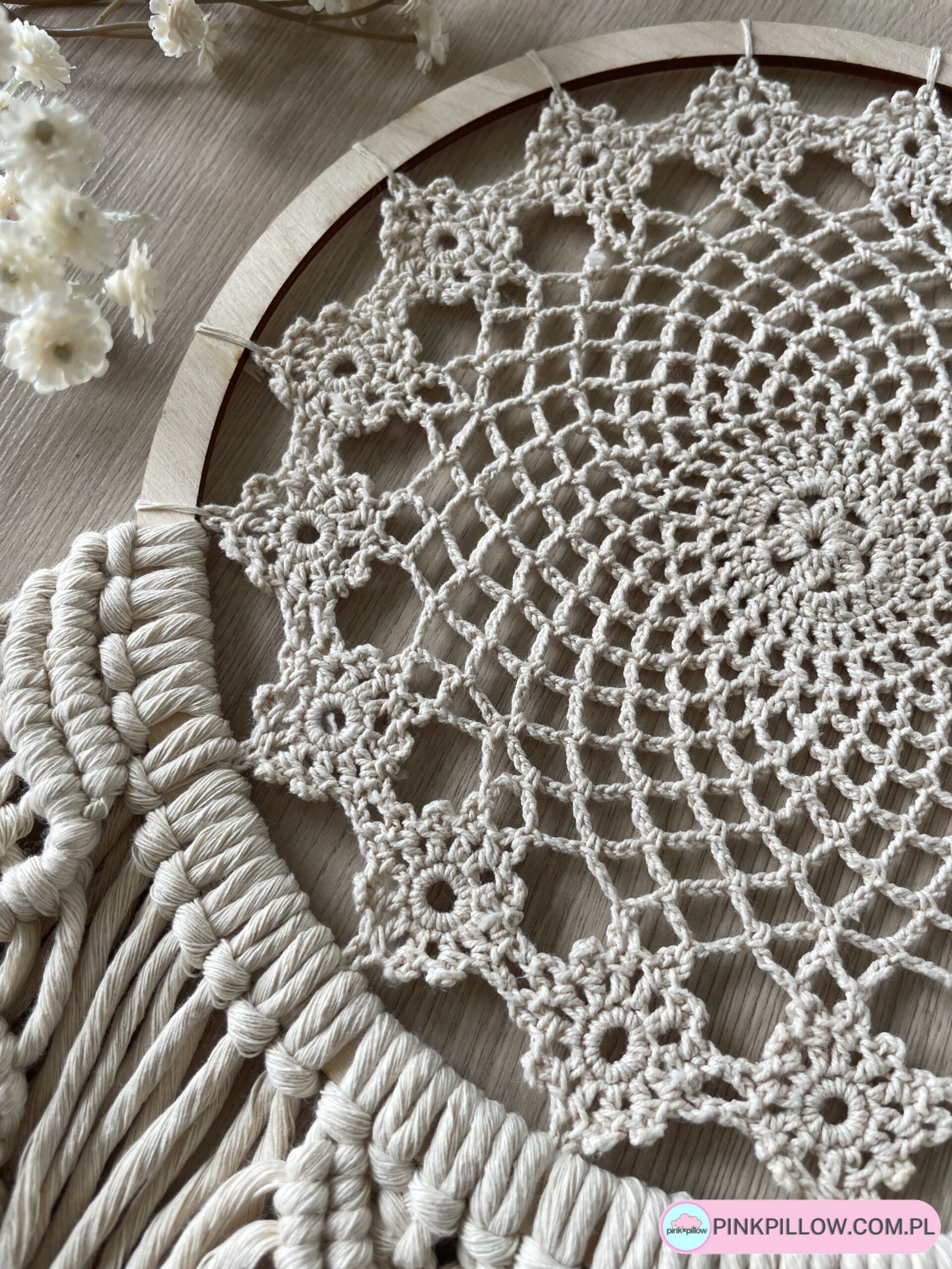 Makrama Łapacz snów pleciony ze sznurka BOHO - obrazek 4