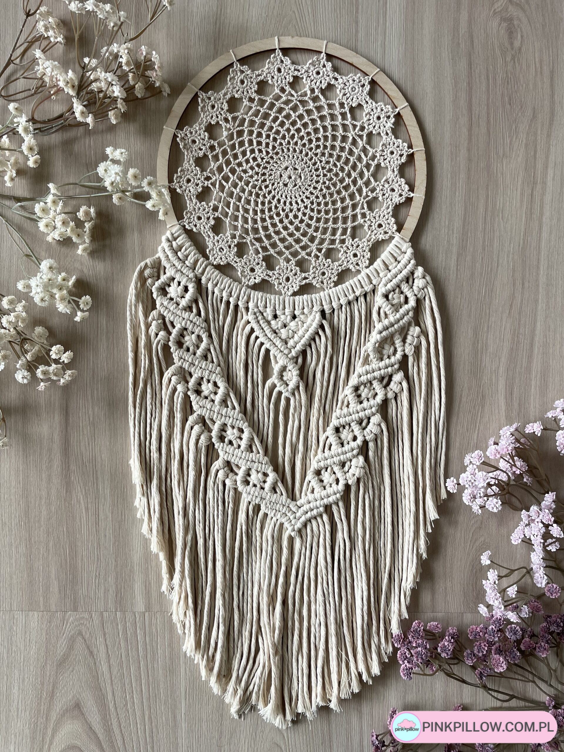 Makrama Łapacz snów pleciony ze sznurka BOHO