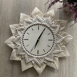 Zegar Makrama ścienny w kolorze Ecru