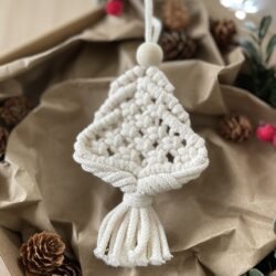 Mała Zawieszka Choinka ze sznurka - Kolor Ecru