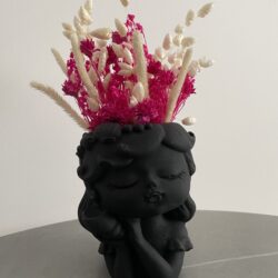 Betonowa Doniczka Głowa Dziewczynki - Kolor Czarny