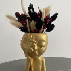 Doniczka Kobieta z Suszonymi kwiatami - Kolor Złoty