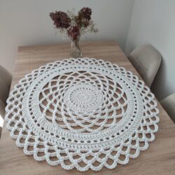 Serweta ze sznurka bawełnianego - Średnica 80 cm - Kolor Biała