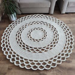 Ażurowy dywan na szydełku Okrągły - Średnica 150 cm