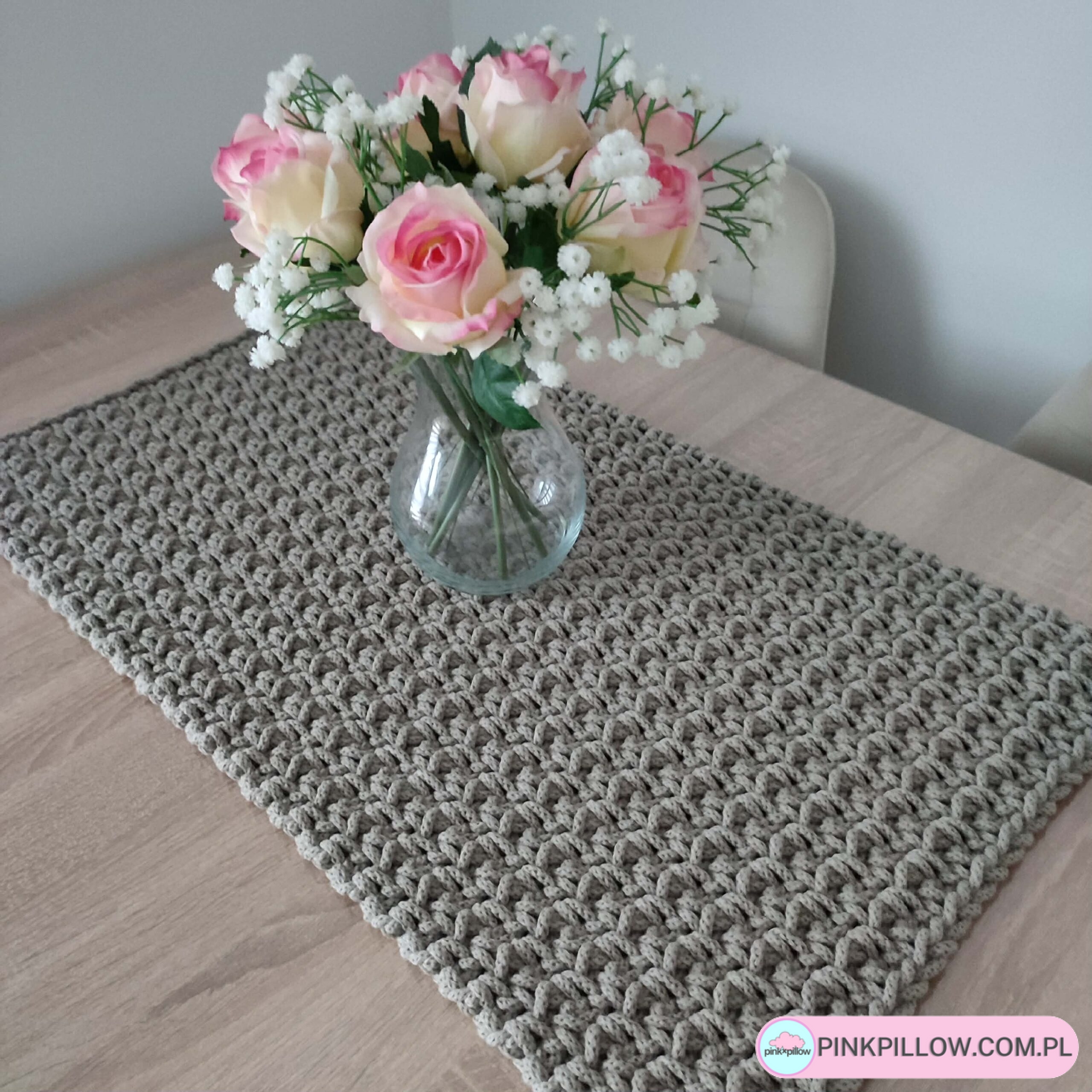 Bieżnik szydełkowy ze sznurka prostokątny 35x65 cm - Różne Kolory