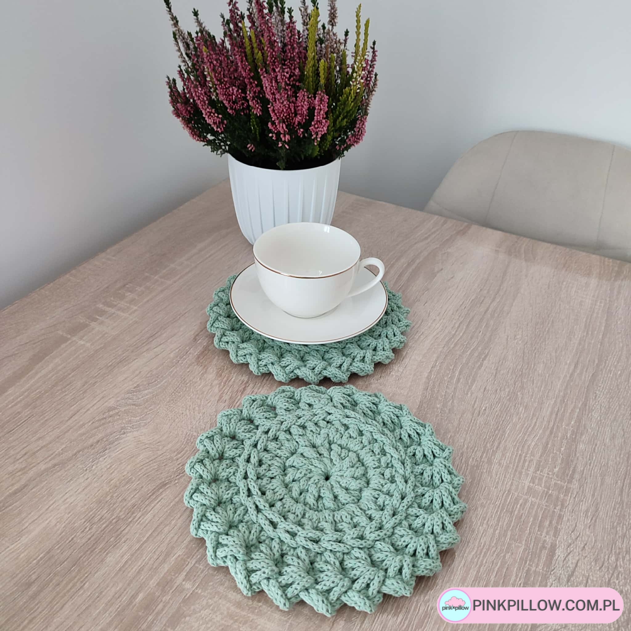 Podkładka pod kubki szydełkowa ze sznurka 20 cm - Różne Kolory