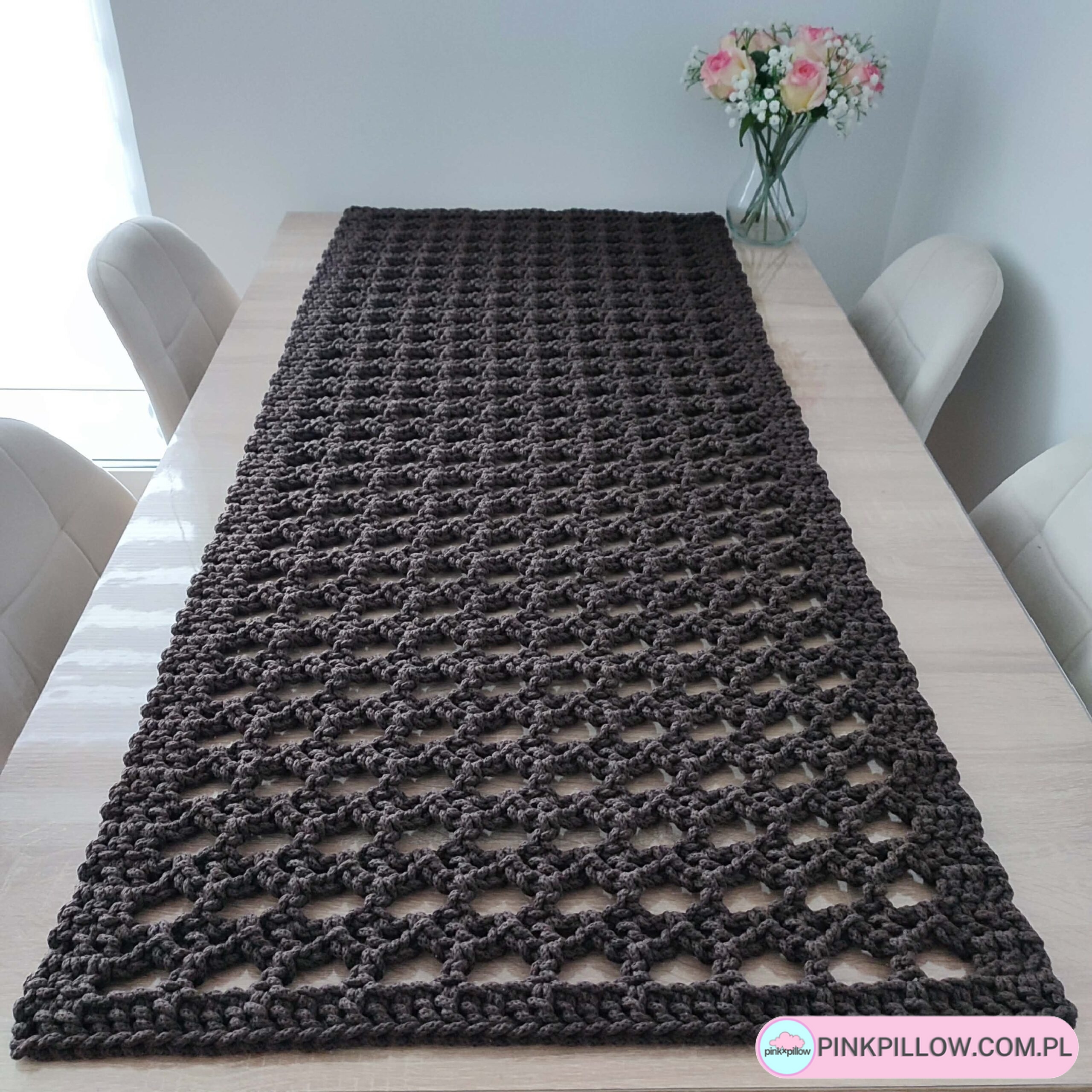 Bieżnik prostokątny szydełkowy ze sznurka 58x138 cm - Różne Kolory - obrazek 2