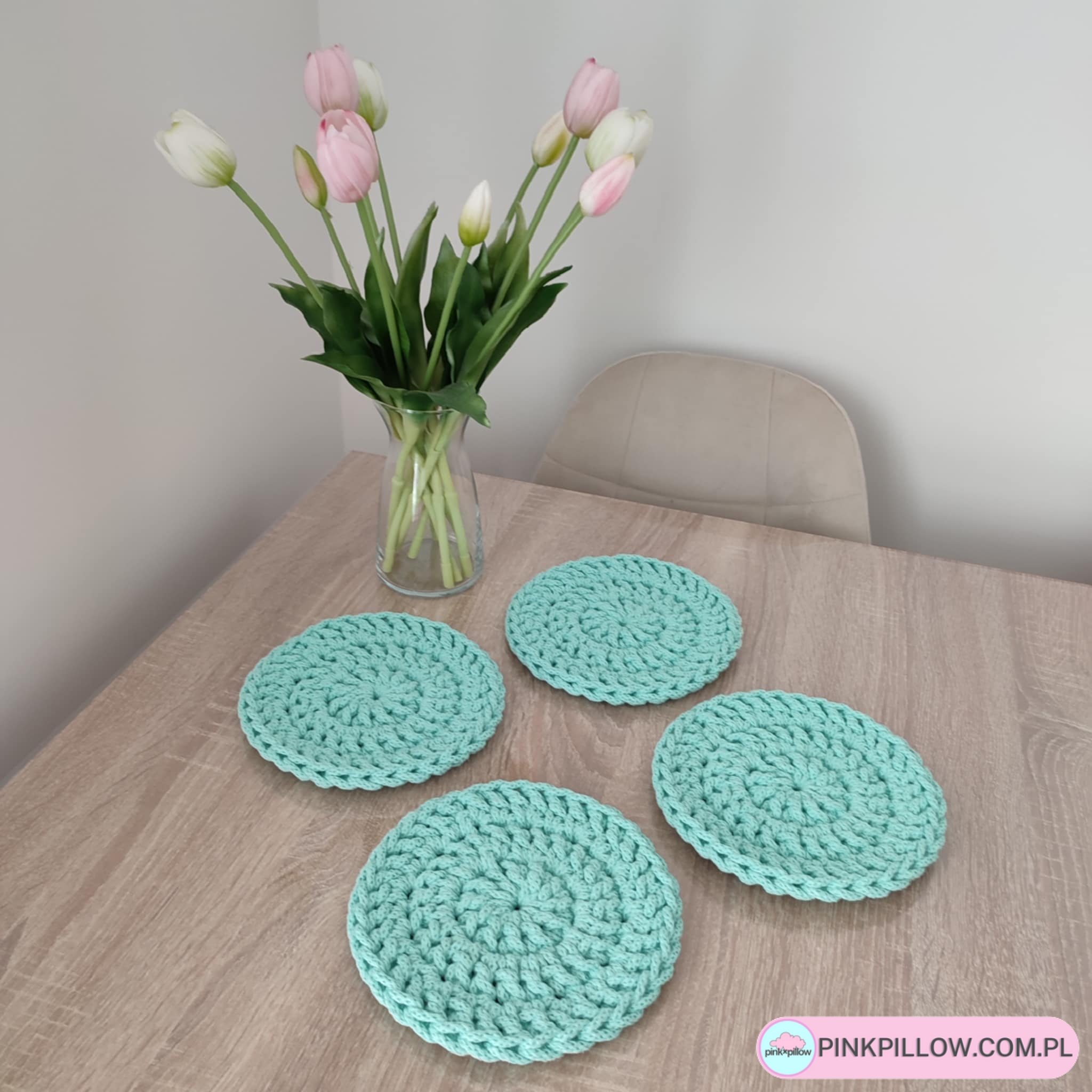 Komplet Podkładek pod Kubki ze sznurka 17 cm - Różne Kolory - obrazek 3