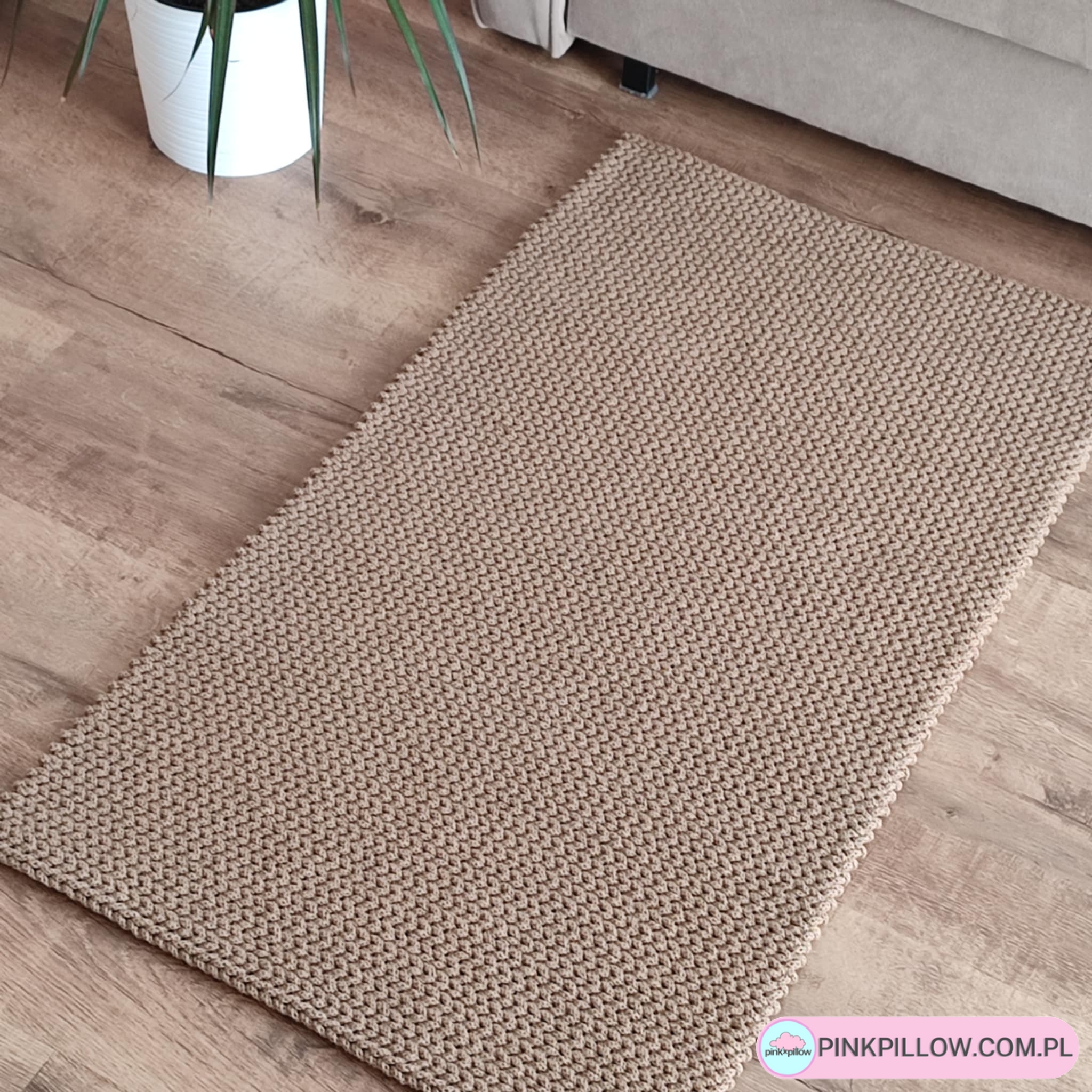 Prostokątny Dywan 60x110 cm ze sznurka - Kolor Karmel