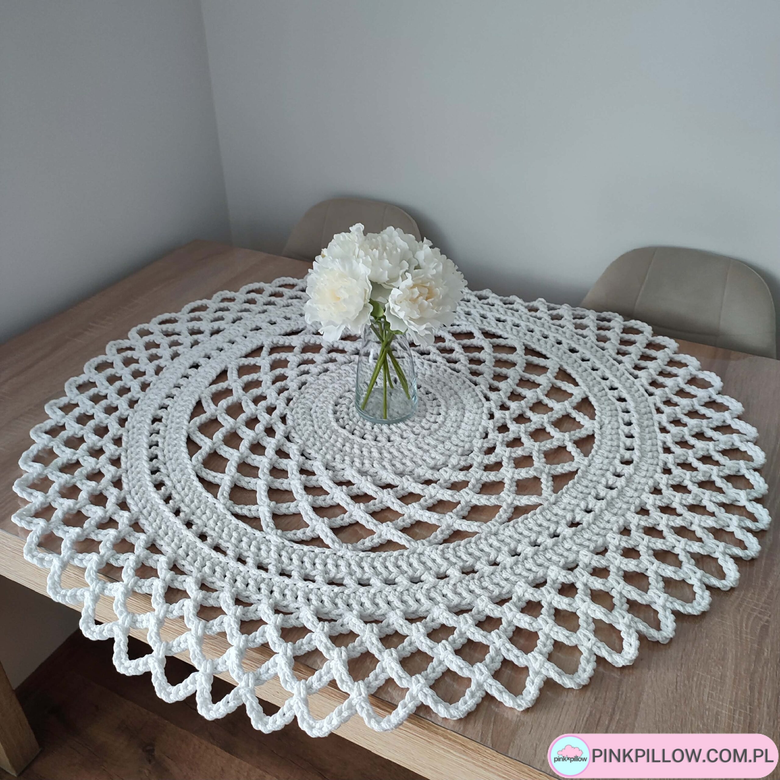 Serweta szydełkowa ze sznurka bawełnianego 95 cm - Różne Kolory