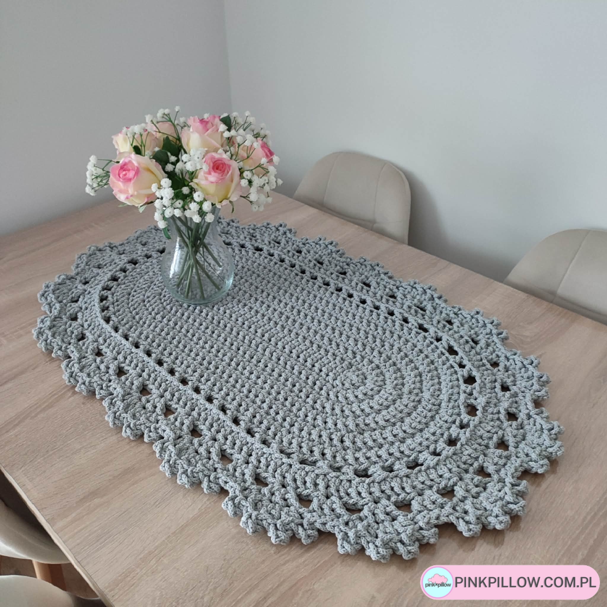 Bieżnik owalny ze sznurka szydełkowy 50x90 cm - Różne Kolory