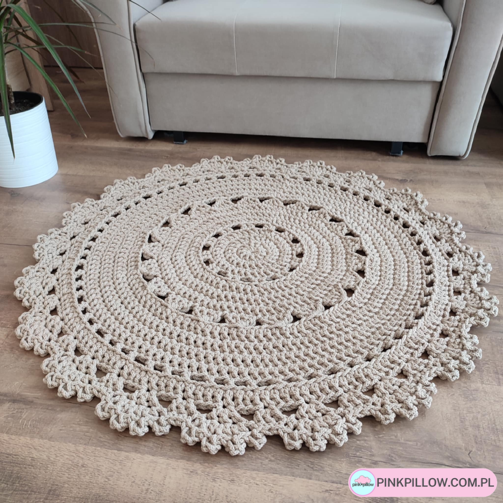 Dywanik Dekoracyjny ze sznurka 90 cm - Kolor Karton