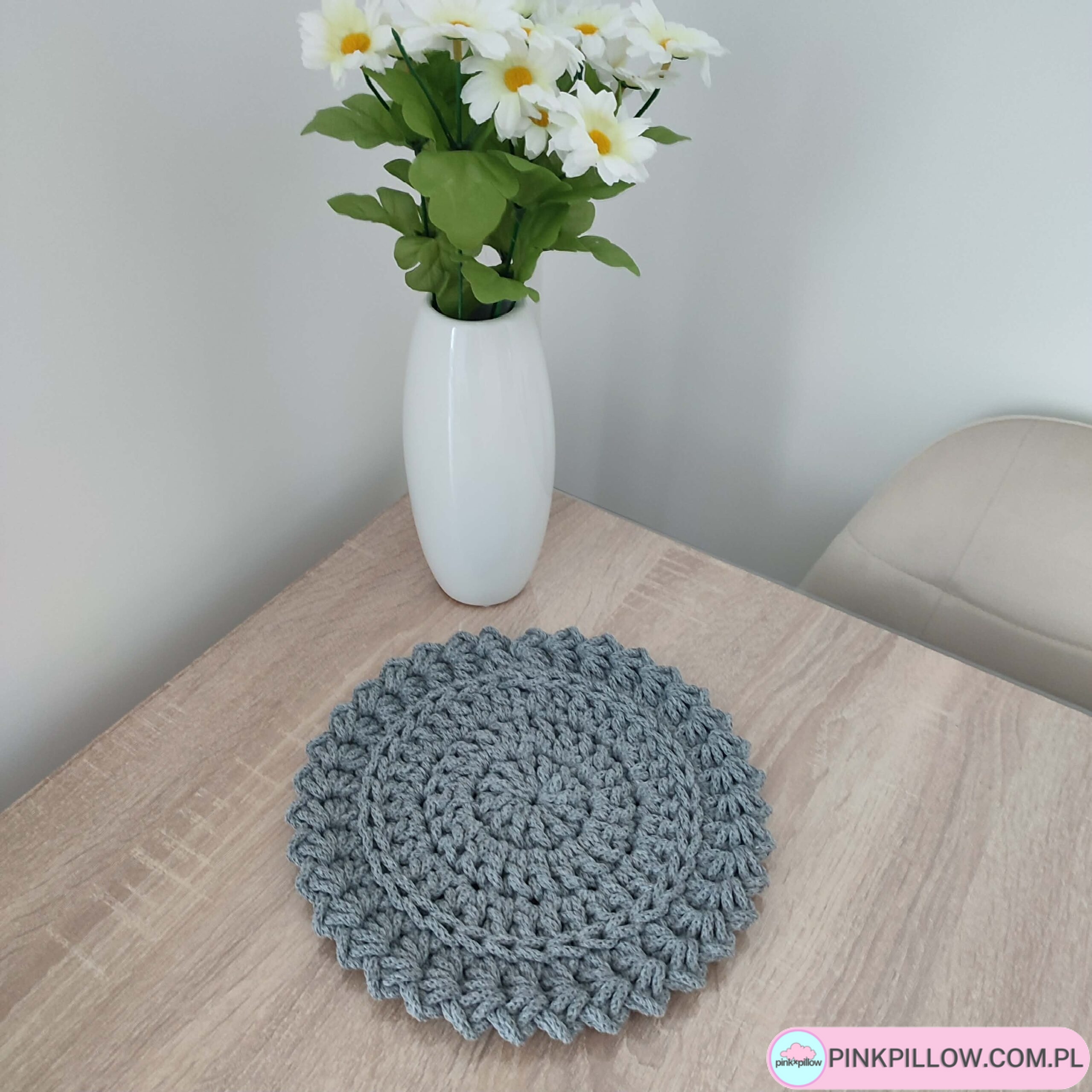 Podkładka pod kubek szydełko - Średnica 26 cm - Różne Kolory - obrazek 2