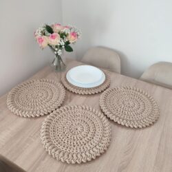 Komplet okrągłych grubych podkładek 4 szt. - Średnica 32 cm - Kolor Karton