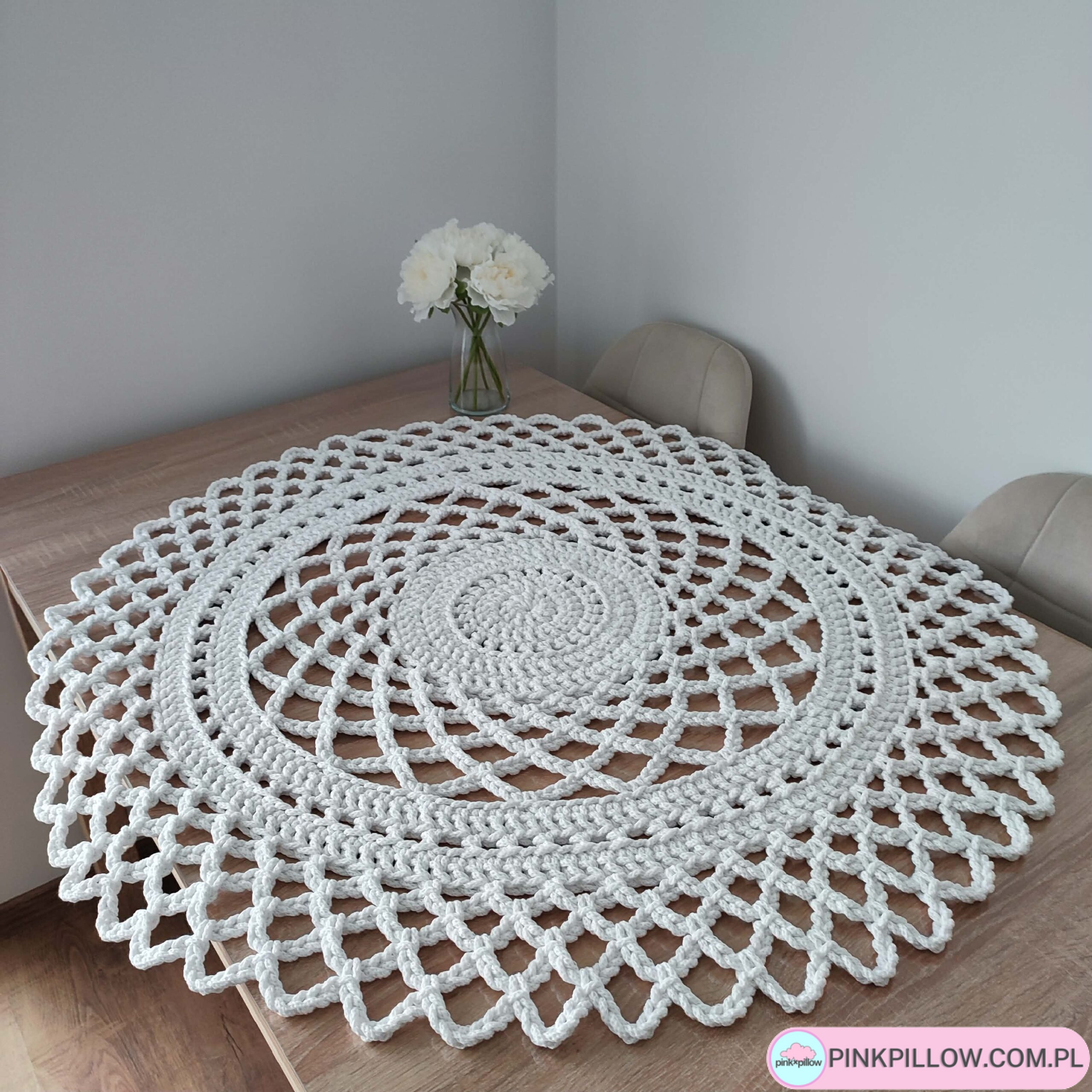 Serweta szydełkowa ze sznurka bawełnianego 95 cm - Różne Kolory - obrazek 2