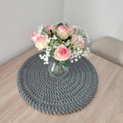 Okrągła płaska Podkładka ze sznurka 50 cm - Kolor Szary