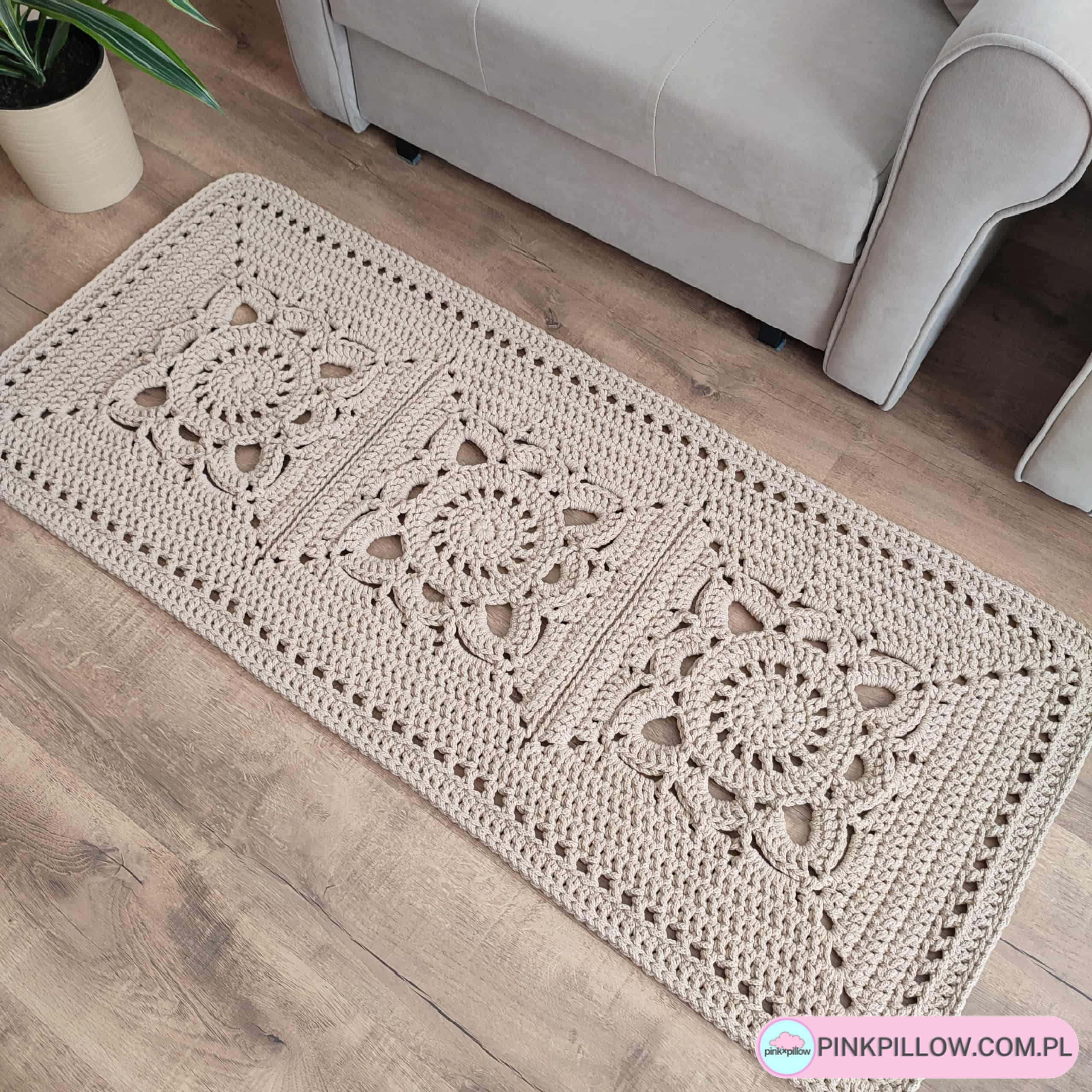 Długi Prostokątny Dywanik ze sznurka 60x143 cm - Kolor Karton