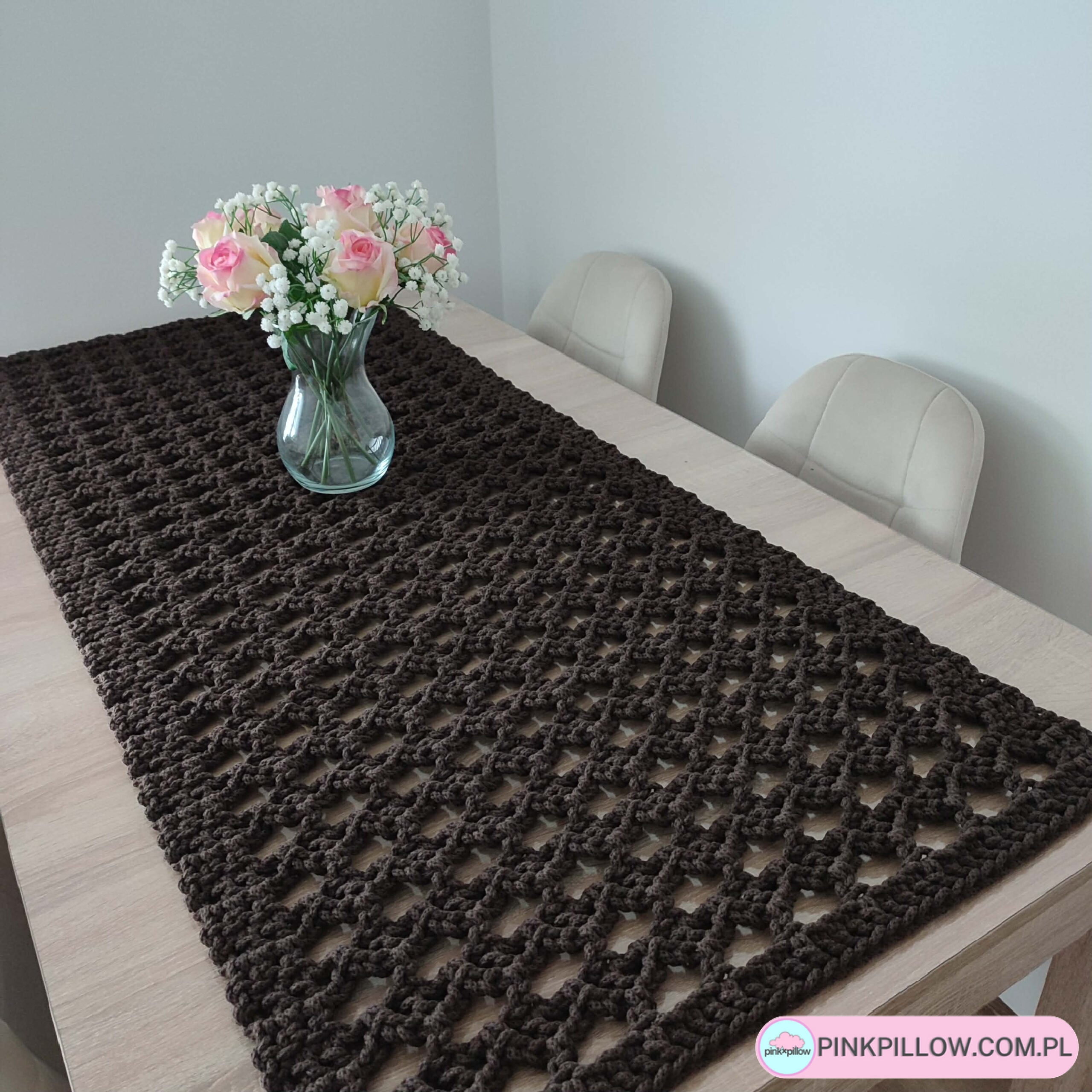 Bieżnik prostokątny szydełkowy ze sznurka 58x138 cm - Różne Kolory