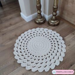 Dywan na szydełku - Średnica 60cm - Kolor Ecru